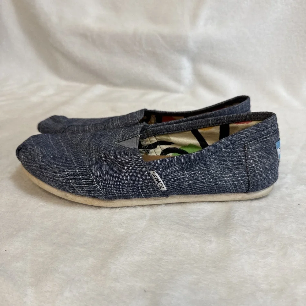 TOMS Women's Denim Wedge Flats Shoes‎ Blue Size W8